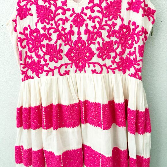 ANTHROPOLOGIE x LEIFSDOTTIR | Azalea Stitched Embroidered Dress Pink | Size 8 - Picture 5 of 9